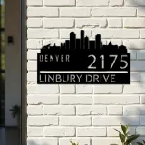 Custom Metal Denver city skyline Metal Address Sign Hanging Address Plaque house number Yard Outdoor Sign
