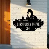 Custom Metal Cute Fox Wild animal wildlife Metal Address Sign, House number, Outdoor Number Signage, Yard Sign Address Plate