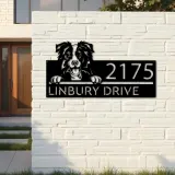 Custom Metal Border Collie dog cute puppy Metal Address Sign House number Hanging Address Plaque Yard Sign Outdoor decor