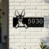 Custom Metal Cornish rex Cute peeking cat kitten Metal Address Sign, House number, Outdoor Number Signage, Yard Sign Address Plate