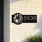 Custom Metal Beehive flowers honeycomb Metal Address Sign Custom House Number Hanging Address Plaque Yard Sign Outdoor Sign