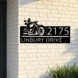 Custom Metal Biker motorcycle rider Metal Address Sign, House number, Outdoor Number Signage, Yard Sign Address Plate