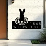 Custom Metal Rabbit Easter egg Bunny Metal Address Sign, House number, Outdoor Number Signage, Yard Sign Address Plate