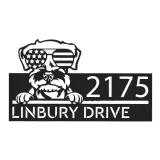 Custom Metal Schnauzer dog US flag glasses Metal Address Sign House number Hanging Address Plaque Yard Sign Outdoor decor