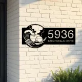 Custom Metal Waves Metal Address Sign, House number, Outdoor Number Signage, Yard Sign Address Plate