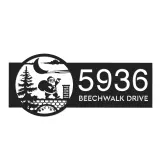 Custom Metal Greeting Santa with Presents Metal Address Sign, House number, Outdoor Number Signage, Yard Sign Address Plate