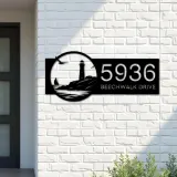 Custom Metal Lighthouse Metal Address Sign, House number, Outdoor Number Signage, Yard Sign Address Plate001