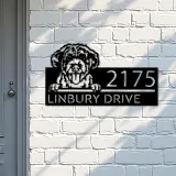 Custom Metal Portuguese Water Dog Cute puppy Metal Address Sign House number Hanging Address Plaque Yard Sign Outdoor decor