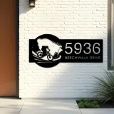 Custom Metal Mountain Bike Bicycle Cyclist Metal Address Sign, House number, Outdoor Number Signage, Yard Sign Address Plate