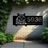 Custom Metal Balinese Cute peeking cat kitten Metal Address Sign, House number, Outdoor Number Signage, Yard Sign Address Plate