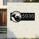 Custom Metal French horn musical instrument Metal Address Sign Custom House number Hanging Address Plaque Yard Sign Outdoor