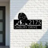 Custom Metal Dachshund dog Puppy Metal Address Sign House number Hanging Address Plaque Yard Sign Outdoor decor
