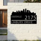 Custom Metal Louisville city skyline Metal Address Sign Hanging Address Plaque house number Yard Outdoor Sign