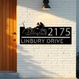 Custom Metal Motobike motocycle Biker Metal Address Sign, House number, Outdoor Number Signage, Yard Sign Address Plate