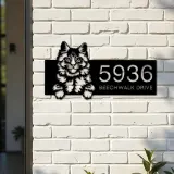 Custom Metal Main coon Cute peeking cat kitten Metal Address Sign, House number, Outdoor Number Signage, Yard Sign Address Plate