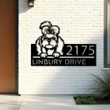 Custom Metal Shih Tzu dog Puppy Metal Address Sign House number Hanging Address Plaque Yard Sign Outdoor decor