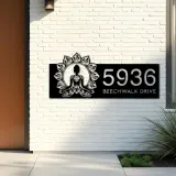 Custom Metal Yoga mandala meditation Metal Address Sign, House number, Outdoor Number Signage, Yard Sign Address Plate