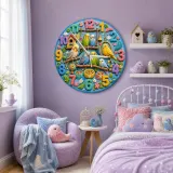 Playful Pet Birds and Parakeets Kids Room Wall Clock