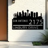 Custom Metal San Antonio city skyline Metal Address Sign Hanging Address Plaque house number Yard Outdoor Sign