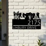 Custom Metal Dogs Cute puppy Metal Address Sign House number Hanging Address Plaque Yard Sign Outdoor decor