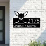 Custom Metal Miniature pinscher dog cute puppy Metal Address Sign House number Hanging Address Plaque Yard Sign Outdoor decor