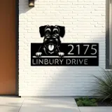 Custom Metal Giant Schnauzer dog Puppy Metal Address Sign House number Hanging Address Plaque Yard Sign Outdoor decor