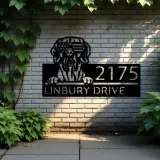 Custom Metal Great Dane dog US flag glasses Metal Address Sign House number Hanging Address Plaque Yard Sign Outdoor decor