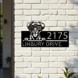 Custom Metal Puggle dog US flag glasses Metal Address Sign House number Hanging Address Plaque Yard Sign Outdoor decor