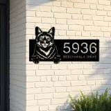 Custom Metal Domestic Cute peeking cat kitten Metal Address Sign, House number, Outdoor Number Signage, Yard Sign Address Plate