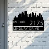 Custom Metal Baltimore city skyline Metal Address Sign Hanging Address Plaque house number Yard Outdoor Sign