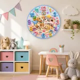 Cute Puppies and Kittens Kids Room Wall Clock