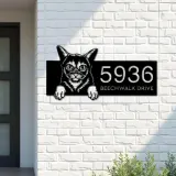 Custom Metal Abyssinian Cute peeking cat kitten Metal Address Sign, House number, Outdoor Number Signage, Yard Sign Address Plate