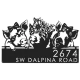 Custom Metal Pigs farmhouse farm animal ranch Metal Address Sign, House number, Outdoor Number Signage, Yard Sign Address Plate