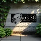 Custom Metal Hummingbird Floral Wreath Metal Address Sign, House number, Outdoor Number Signage, Yard Sign Address Plate