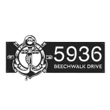 Custom Metal Anchor and ship rope with ship wheel Metal Address Sign, House number, Outdoor Number Signage, Yard Sign Address Plate