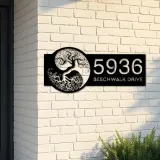 Custom Metal Yin Yang tree of life Address Sign House number Hanging Address Plaque Yard Sign Outdoor Sign