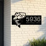 Custom Metal Bass fishing fisherman Metal Address Sign, House number, Outdoor Number Signage, Yard Sign Address Plate002