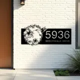 Custom Metal Hummingbird Flowers Metal Address Sign, House number, Outdoor Number Signage, Yard Sign Address Plate