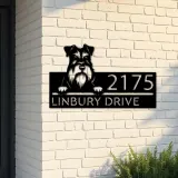 Custom Metal Miniature Schnauzer dog Puppy Metal Address Sign House number Hanging Address Plaque Yard Sign Outdoor decor