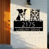 Custom Metal Red heeler and Jack russel terrier Metal Address Sign, House number, Outdoor Number Signage, Yard Sign Address Plate
