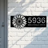 Custom Metal Sunflower Metal Address Sign, House number, Outdoor Number Signage, Yard Sign Address Plate