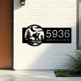 Custom Metal Greeting Santa with Presents Metal Address Sign, House number, Outdoor Number Signage, Yard Sign Address Plate
