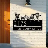 Custom Metal German shepherd cat parrot chicken and goat Metal Address Sign, House number, Outdoor Number Signage, Yard Sign Address Plate
