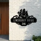 Custom Metal Ship Metal Address Sign Custom Hanging Address Plaque House number Yard Sign Outdoor Sign
