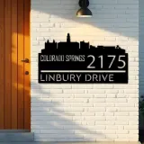 Custom Metal Colorado Springs city skyline Metal Address Sign Hanging Address Plaque house number Yard Outdoor Sign