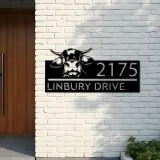 Custom Metal Peeking Cow farm animal ranch Metal Address Sign, House number, Outdoor Number Signage, Yard Sign Address Plate