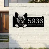Custom Metal Sphynx Cute peeking cat kitten Metal Address Sign, House number, Outdoor Number Signage, Yard Sign Address Plate