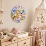 Festive Birthday Party Animals Kids Room Wall Clock