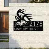 Custom Metal Deer buck head mountain scene Wild life Metal Address Sign, House number, Outdoor Number Signage, Yard Sign Address Plate