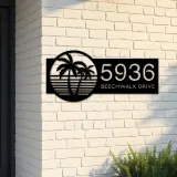 Custom Metal Palm tree sunset Metal Address Sign, House number, Outdoor Number Signage, Yard Sign Address Plate